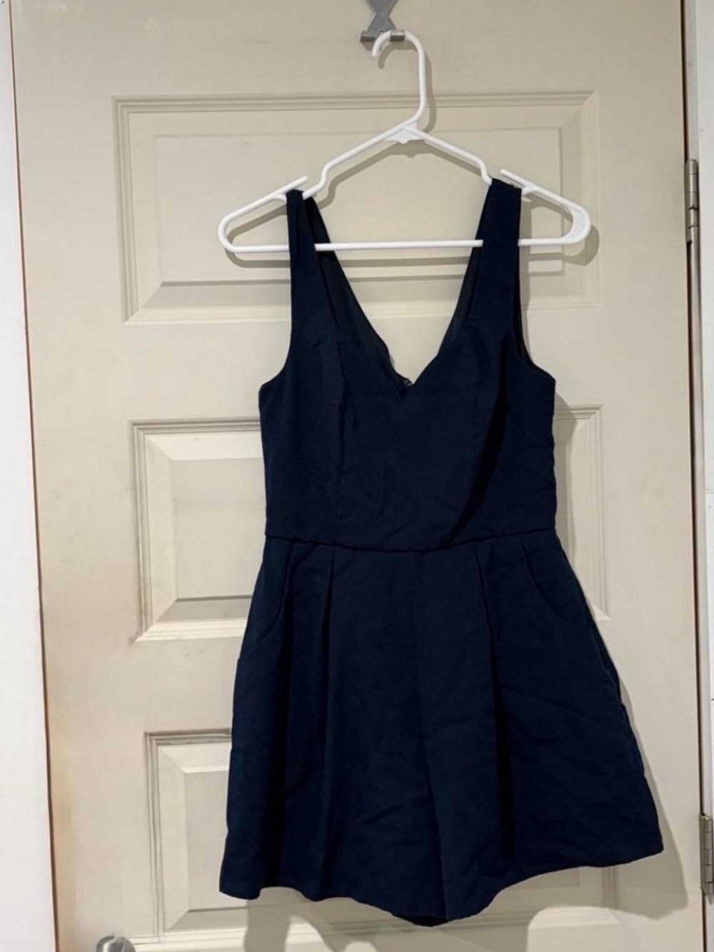 Trixxi Navy Blue Sleeveless V-Neck Romper